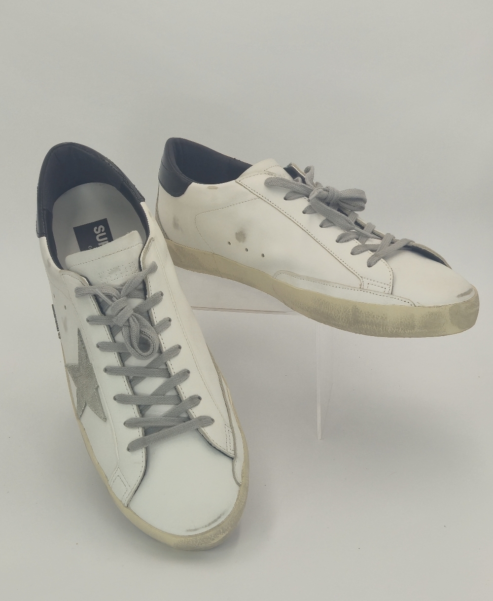Golden Goose Super-Star White, Gray, Blk Low-Top Sneakers Men's Size EU 47 US 14